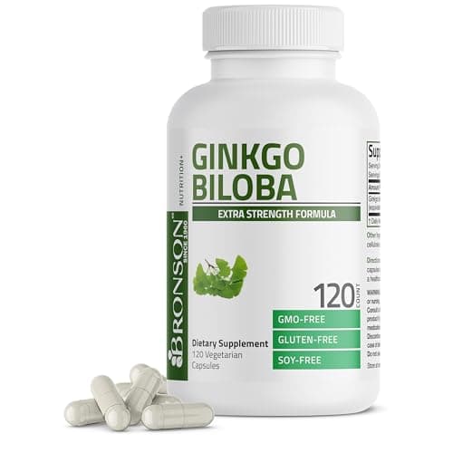 Bronson Ginkgo Biloba Extra Strength Supports Brain Function & Memory Support, 120 Vegetarian Capsules - Image 1