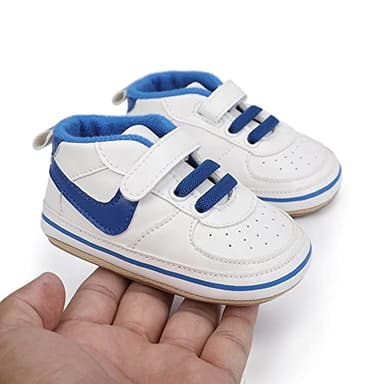 Clowora Unsex Baby Shoes Boys Girls Infant Sneakers Non-Slip Soft Rubber Sole Toddler Crib First Walker Lightweight Shoes (A03/Blue,12-18 Months) - Image 5