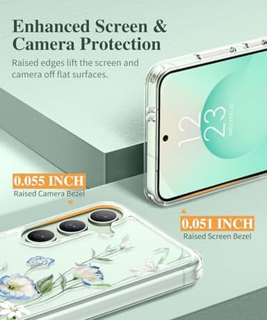 GVIEWIN for Samsung Galaxy S25 Plus Case with Screen Protector & Camera Lens Protector, [Non Yellowing] Clear Floral Hard Shockproof Bumper Women Phone Case for S25 Plus 6.7" (Aquilegia/White) - Image 5