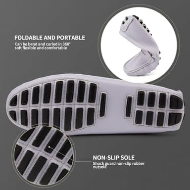 Artisure Women's Classic Comfort Lilac Leather Penny Loafers Casual Slip-Ons Lightweight Walking Flats Driving Mocs Boat Shoes 10 M US - Image 4