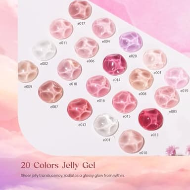 Beetles Nude Pink Gel Nail Polish Set, Nude Paradise Gel Polish Kit 25PCS 20 Colors Jelly Pink Sheer Glitter White Soak Off UV Base Glossy Matte Top Coat Pearls Rhinestones Nail Charms Gift for Women - Image 2