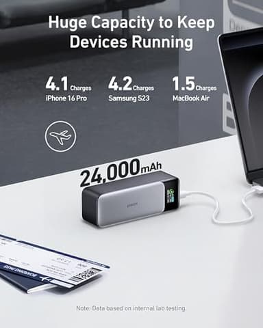 Anker 737 Power Bank, 24,000mAh 3-Port Laptop Portable Charger with 140W Fast Charging, Smart Display, for Outdoor Work, Compatible with iPhone 16/15/14 Series, Vision Pro, Samsung, MacBook, and More - Image 5