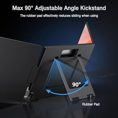 KYY 15.6" Laptop Screen Extender, 1080P FHD IPS Portable Monitor, One Cable USB-C Triple Monitor, Dual Travel Screen for 12"-17'' Laptops, 360° Rotation & Kickstand,X90D (Driver Need) - Image 4