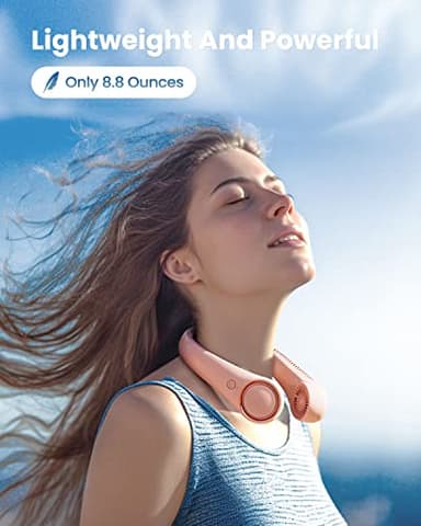 Gaiatop Portable Neck Fan Rechargeable, Hands-Free 360° Cooling, 17hrs Runtime, Battery Powered Personal Wearable Fan, Summer Outdoor Travel Essentials, Birthday Gifts for Women Mom Girls, Pink - Image 2