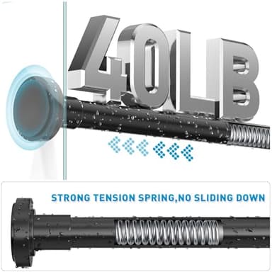 Shower Curtain Rod Adjustable 29-74 Inches, Spring Tension Shower Rod Stainless Steel 1 Inch Diameter Telescoping Curtain Rod for Bathroom, Windows Wardrobe, Non Slip, No Drilling, No Rust, Black - Image 3