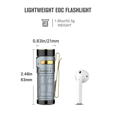 OLIGHT Baton4 Rechargeable EDC Flashlight, LED Pocket Light 1300 Lumens with Magnetic Charging Cable, 6 Modes, IPX8 Waterproof for Home, Camping and Emergency (Fighter Pilot) - Image 5