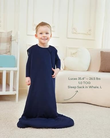 PurComfy Supersoft Sleep Sack 1.0 TOG, Premium Bamboo Viscose Baby Sleeping Bag, 2-Way Safe Zipper Sleep Sacks 3-6 Months (Cream) - Image 5