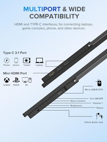 UPERFECT 22" QLED 2K Portable Monitor w/VESA & 180° Adjustable Stand, 2560×1440 QHD FreeSync HDR Gaming Display, USB-C HDMI Travel Second Monitor for Laptop, Switch, Phone - Image 7