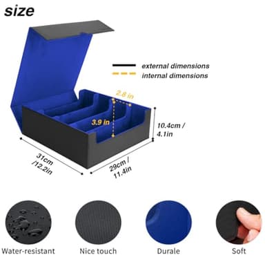 Venssu Card Storage Box For Trading Cards With Dedicated Card Supporters,3000+ Mtg Deck Box With 24 Colorful Divider Tabs,Trading Card Storage Fits For Magic Game Cards (Black and Blue) - Image 5