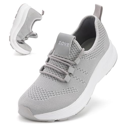 ZOVE Wide Toe Box Shoes Women Extra Wide Width Sneakers Ultra Light Road Running Shoes Non-Slip Tennis Sneakers Breathable Walking Athletic 8803 Grey 37 - Image 1