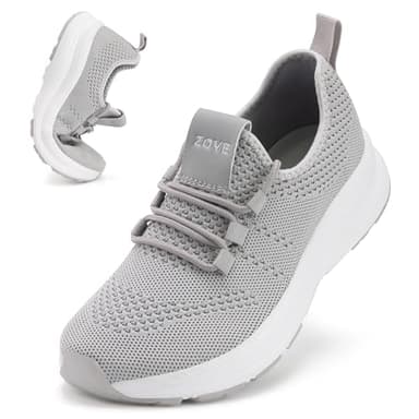 ZOVE Wide Toe Box Shoes Women Extra Wide Width Sneakers Ultra Light Road Running Shoes Non-Slip Tennis Sneakers Breathable Walking Athletic 8803 Grey 37 - Image 1