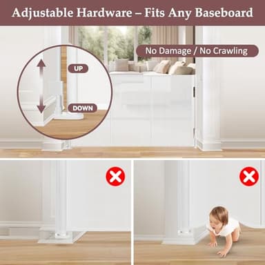 Reinforced 41 Inch Extra Tall Pet Gate 55 Inch Wide Retractable Baby Gates with Support Rods – Prevents Crawling Under, Outdoor Tall Baby Gates for Dogs Indoor Dog Gates for Doorways, White - Image 7