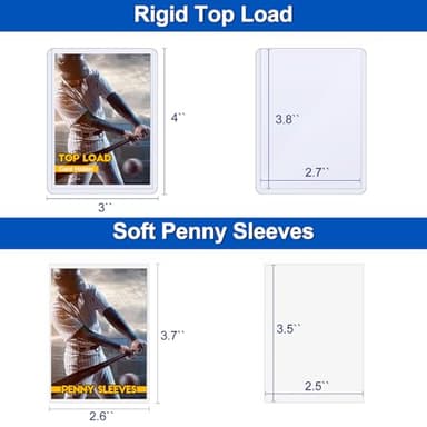 100 Toploaders for Cards and 100 Soft Card Sleeves, Sooez 35 PT Top Loaders Card Protectors, 3" x 4" Hard Plastic Penny Sleeves for Baseball, Football, and Game Collectible Trading Cards - Image 2