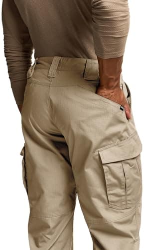 CQR Men's Tactical Pants, Water Resistant Ripstop Cargo Pants, Lightweight EDC Work Hiking Pants, Outdoor Apparel, Raider Mag Pocket Khaki, 30W x 32L - Image 2