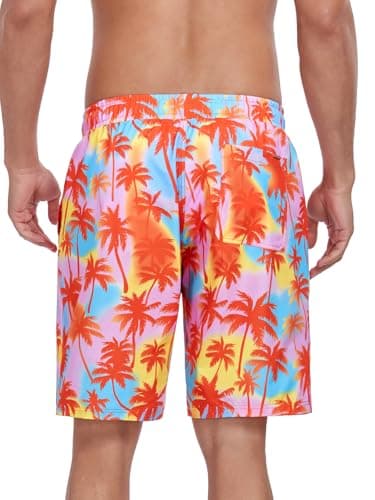 RELLECIGA Men's Board Shorts Quick Dry 9 Inch Swim Trunk with Mesh Lining(Orange Coconut Tree,X-Large) - Image 9
