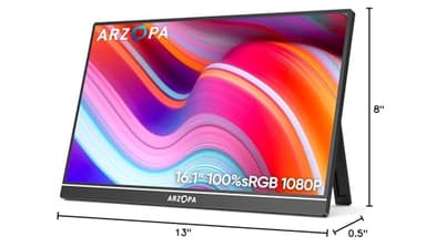 ARZOPA 16.1" Portable Monitor, 100% sRGB FHD 1080P Kickstand Portable Laptop Monitor High Color Gamut Display IPS Eye Care Screen for High-end Office & Entertainment -Z1C - Image 10