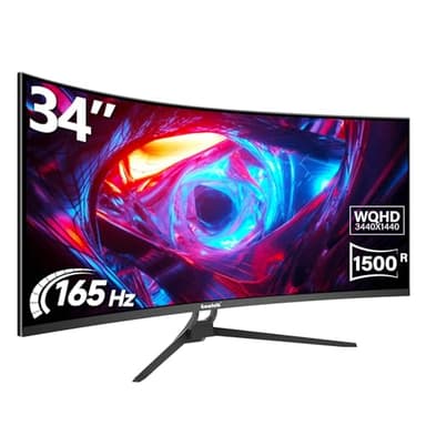Gawfolk 34 Inch Ultrawide Curved Gaming Monitor, 1500R PC Screen 165hz UWQHD 3440x1440, Curved Computer Screen with FreeSync,Support Wallmount 75x75mm
