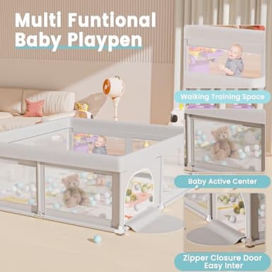 Hiaksedt 50 x 50 inch Baby Playpen with Mat Small Playpen for Babies and Toddlers Baby Fence Playards - Image 5
