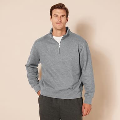 Amazon Essentials Men's Long-Sleeve Quarter-Zip Pullover Fleece Sweatshirt, Medium Grey Heather, XX-Large - Image 6