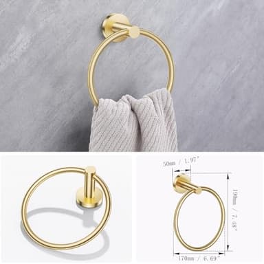 Lairuier Bathroom Hardware Set, 4-Piece Towel Holder Set Include Toilet Paper Holder,Towel Ring and 2 Towel Hooks Stainless Steel Wall Mounted Bathroom Hardware Accessories Set (Brushed Gold) - Image 3