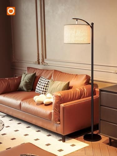 addlon Floor Lamp for Living Room with 3 Color Temperatures, Standing lamp with Linen lampshade for Bedroom, Office, Lamps with 9W LED Bulb Included - Black with Beige Lampshade - Image 3