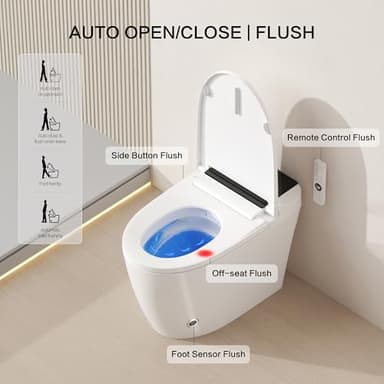 Smart Toilet with Built-In Bidet and Tank – Heated Seat, Dual Auto Flush, Warm Water & Dryer, Foot Sensor, Night Light, and Wireless Remote Control - Image 5