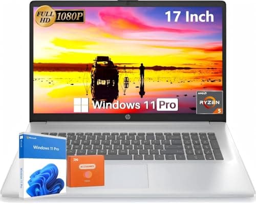 HP 17 inch Laptop, Office Pro Lifetime License, 17.3" Full HD IPS Display, AMD Ryzen 5 7430U, AMD Radeon Graphics, 32 GB RAM, 1 TB SSD, Wi-Fi 6, Copilot AI, Webcam, Windows 11 Pro, w/Accessories - Image 1