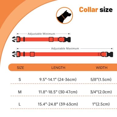 Kidding Pets Waterproof Dog Collar, Easy to Clean Rubber Dog Collars with Quick Release Buckle Fits Small Medium or Large Dogs (Orange, L < 15.4-24.8 inch) - Image 4