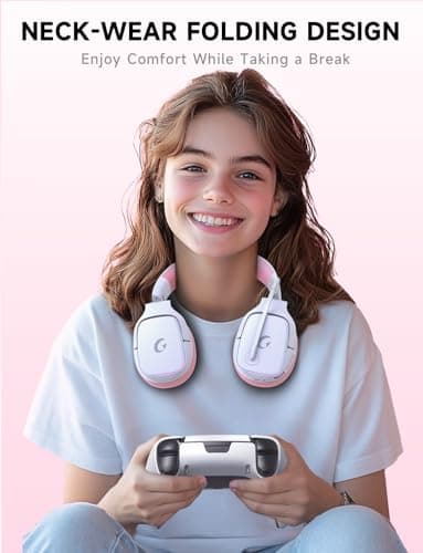 Gvyugke 2.4GHz Wireless Gaming Headsets for PS5, PS4, PC, Switch - Bluetooth 5.3 Gaming Headphones with Noise Canceling Mic, 7.1 Surround Sound, 70H Battery, RGB Lighting - Pink - Image 4