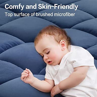 SOPAT Mattress Topper King Size Extra Thick Mattress Pad 8-21" Deep Pocket Soft Down Alternative Fill Mattress Protector Pillow Top Mattress Cover (78x80 Inches, Navy Blue) - Image 3