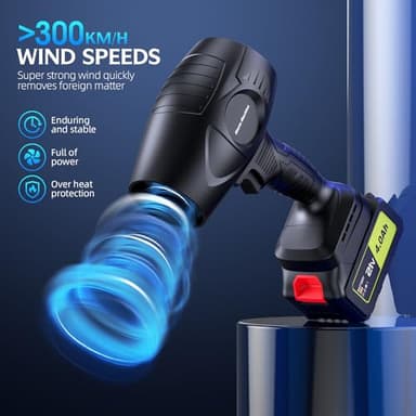 Electric-Cordless-Leaf-Blower - 600000RPM Handheld Leaf Blower - 2 X 4.0Ah Batteries and Charger Included, Lightweight Leaf Blowers for Patio Cleaning Dark - Image 4