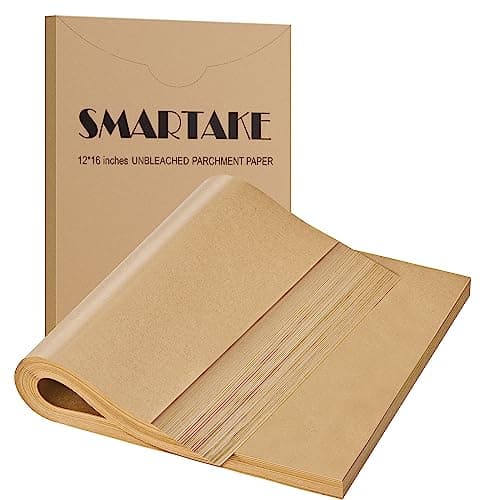 SMARTAKE 400 Pcs Parchment Paper Baking Sheets, 12x16 Inches Non-Stick Precut Baking Parchment, for Baking Grilling Air Fryer Steaming Bread Cup Cake Cookie and More (Unbleached) - Image 1