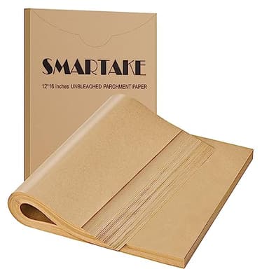 SMARTAKE 400 Pcs Parchment Paper Baking Sheets, 12x16 Inches Non-Stick Precut Baking Parchment, for Baking Grilling Air Fryer Steaming Bread Cup Cake Cookie and More (Unbleached) - Image 1