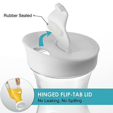 NETANY Plastic 50 Oz Water Carafe with Flip Top Lid, Set of 2 Square Base Juice Containers, Clear Plastic Pitcher - for Water, Iced Tea, Juice, Beverage, Cold Brew and Mimosa Bar - HAND WASH ONLY - Image 3