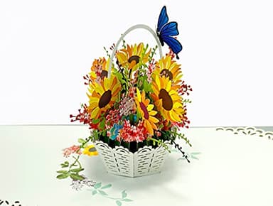 CUTPOPUP Birthday Card Pop Up, Mother's Day, 3D Flower Greeting, Birthday Card for Women, Wife, Grandma (Sunflowers Basket) - Image 5