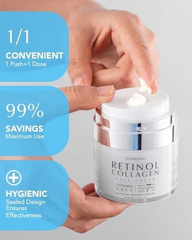 EnaSkin Retinol Collagen Face Moisturizer: Anti Aging & Wrinkle Repair Cream for Women - 7% Hyaluronic Acid Boost Hydration Formula - Facial Neck Day/Night Firming & Lifting, 1.7 Fl Oz - Image 6