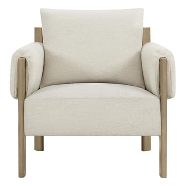 CHITA Accent Chair, Mid Century Modern Fabric Upholstery Armchair for Living Room, Grey Solid Wood Frame, Fabric in Linen - Image 8