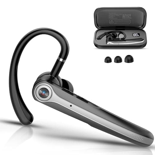 Bluetooth Headset, Wireless Bluetooth Earpiece with ENC Noise Canceling Mic, 120Hrs Talk Single-Ear Headphones, LED Display, IP7 Waterproof Hand-Free Earphone for Business/Trucker/Driver, Black - Image 1