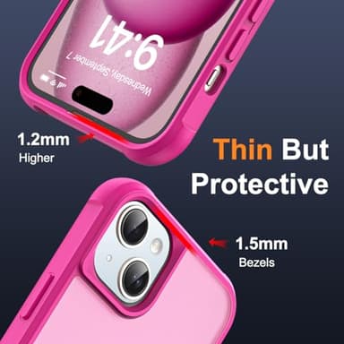 SKYLMW Compatible with iPhone 15 Case with Invisible Magnetic O-Ring Stand Military-Grade Translucent Case for iPhone 15 6.1" [Compatible with Mag-Safe][Great Grip Feeling], Rose - Image 6