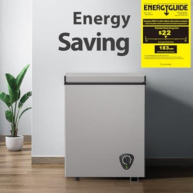 3.5 Cu.Ft Small Chest Freezer, Mini Deep Freezer with Removable Basket, Adjustable Temperature, Free Standing Top Open Door Energy Efficient Compact Freezer for Apartment, Home, Office, Garager，Gray - Image 8