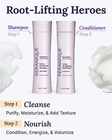 Keranique Volumizing Shampoo and Conditioner Set for Hair Repair and Growth with Biotin and Keratin for Women, Thinning Hair Formula, 8 Fl Oz Each - Image 6