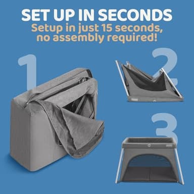 HARPPA Travel Crib with Comfy Mattress, Lightweight Portable Crib Requires No Assembly, Foldable Pack and Play for Baby and Toddlers, Compact Play Yard with Bed,Gray - Image 3