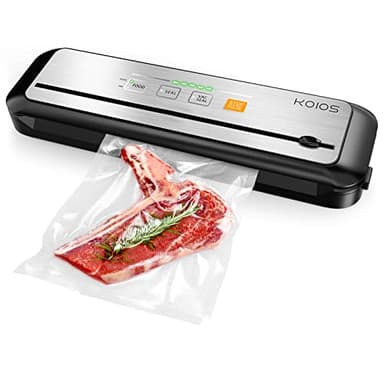 KOIOS Vacuum Sealer Machine, 90Kpa Automatic Food Sealer with Cutter, 8-in-1 Food Vacuum Machine, Pulse Function, Dry&Moist Modes, Compact Design, LED Indicator Lights, 10pcs bags included, Silver - Image 1