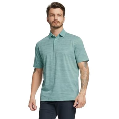 M MAELREG Mens Golf Shirt Short Sleeve Dry Fit Moisture Wicking Heather Pique Casual Collared Polo Shirts for Men - Image 2
