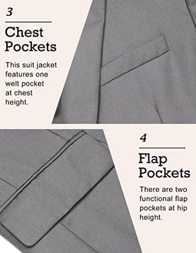 COOFANDY Mens Fitted Blazer Casual Sports Jacket Lightweight Suit Jacket Suit Coat (Light Grey XL) - Image 5