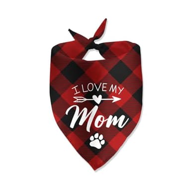 I Love My Mom Dog Bandanas Funny Cute Dog Bandana Gender Reveal Photo Prop Pet Scarf Decorations Accessories for Pet Dog Lovers Dog Mom Gift - Image 1