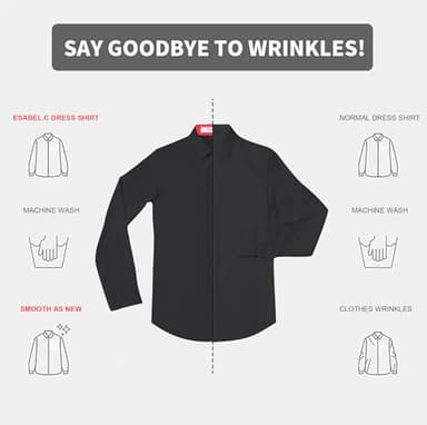 Esabel.C Womens Button Down Shirts Long Sleeve Regular Fit Stretch Work Blouse Rose，L - Image 4