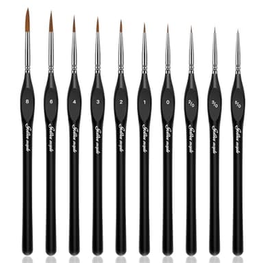Golden Maple Detail Paint Brushes Set 10pcs Miniature Brushes for Fine Detailing & Art Painting - Acrylic, Watercolor, Oil, Models - Image 1