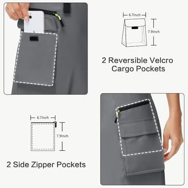 MIVEI 20" Women's Hiking Cargo Skorts Skirts with Zipper Pockets Knee Length Golf Tummy Control Quick Dry Long Skort Dark Gray - Image 3