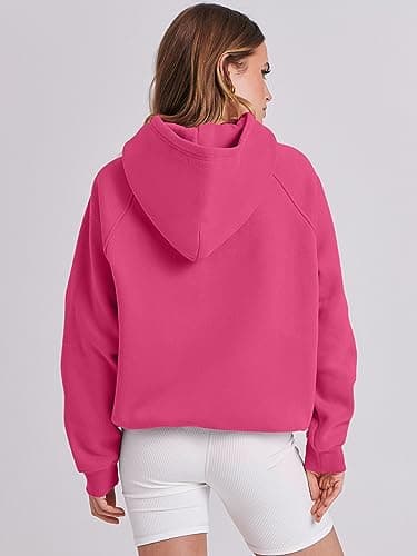 ANRABESS Women Hoodies Oversized Fleece Long Sleeve Comfy Casual Basic Pullover Sweatshirts 2025 Fall Outfits Sweater Hot Pink Medium - Image 4